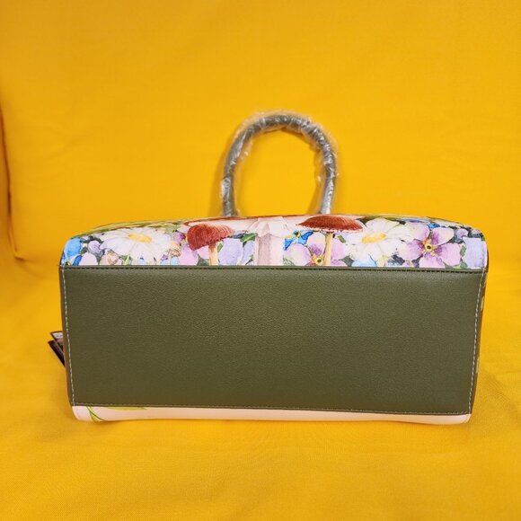 Loungefly Disney Peter Pan Tinker Bell Mushroom Forest Green Satchel HandBag NEW - Picture 8 of 11